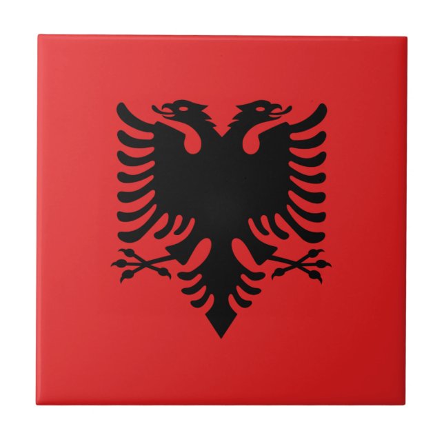 Flagge von Albanien - Flamuri I Shqipërisë Fliese (Vorderseite)