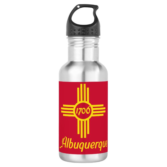 Flagge von Albuquerque, New Mexico Stainless Steel Edelstahlflasche (Vorderseite)