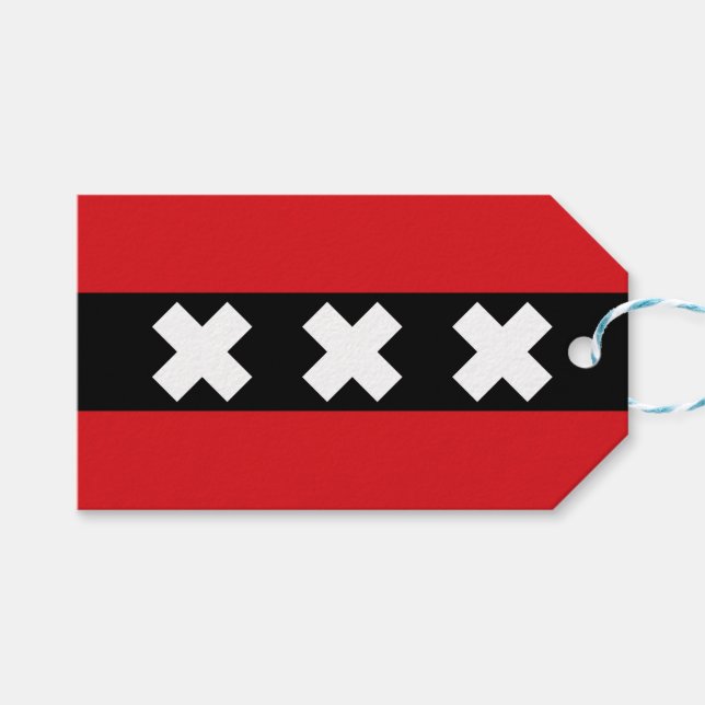 Flagge von Amsterdam Geschenkanhänger (Vorderseite (Horizontal))