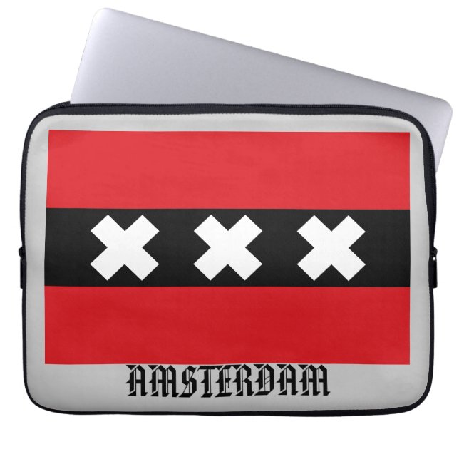 Flagge von Amsterdam Laptopschutzhülle (Vorderseite)