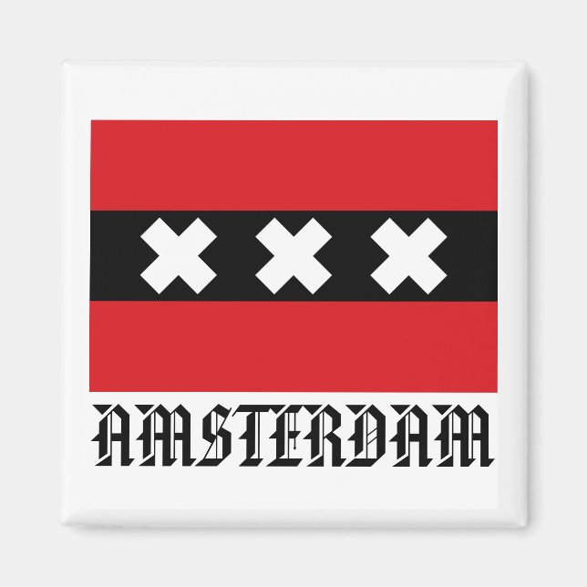 Flagge von Amsterdam Magnet (Vorne)