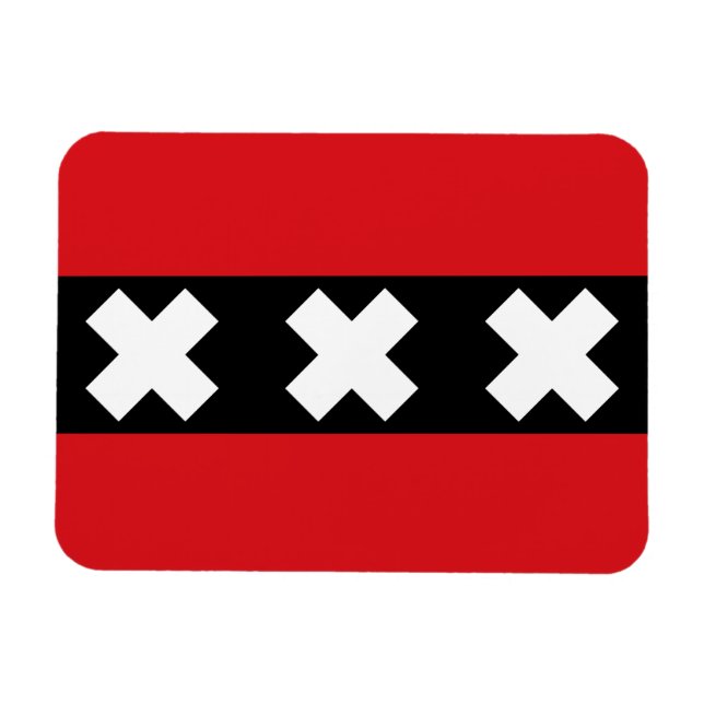 Flagge von Amsterdam Magnet (Horizontal)