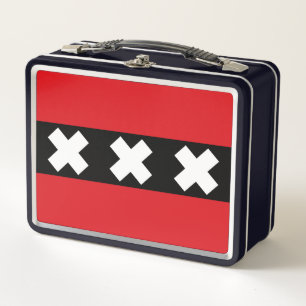 Flagge von Amsterdam, Niederlande Metall Brotdose
