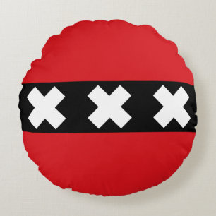 Flagge von Amsterdam, Niederländisches Rundkissen Rundes Kissen