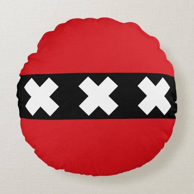 Flagge von Amsterdam, Niederländisches Rundkissen Rundes Kissen (Vorderseite)