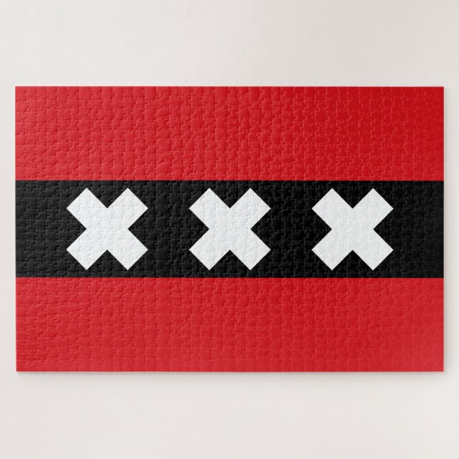 Flagge von Amsterdam Puzzle (Horizontal)