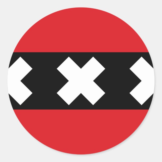 Flagge von Amsterdam Runder Aufkleber (Vorderseite)