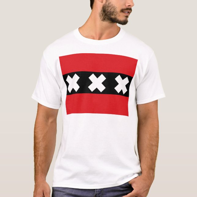 Flagge von Amsterdam T-Shirt (Vorderseite)
