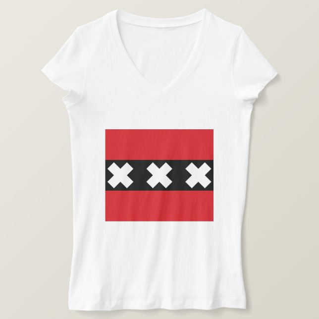 Flagge von Amsterdam T-Shirt (Design vorne)