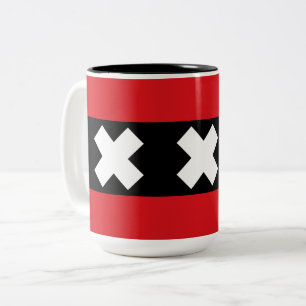 Flagge von Amsterdam Zweifarbige Tasse