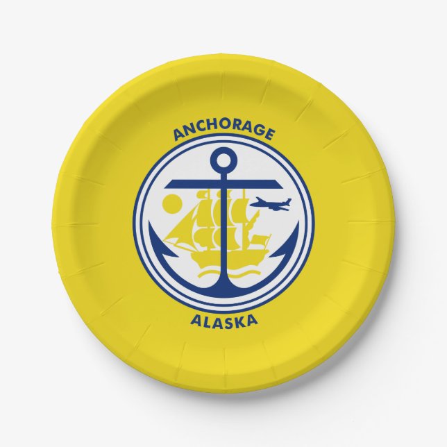 Flagge von Anchorage, Alaska Pappteller (Vorderseite)