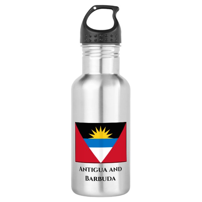Flagge von Antigua und Barbuda Edelstahlflasche (Vorderseite)