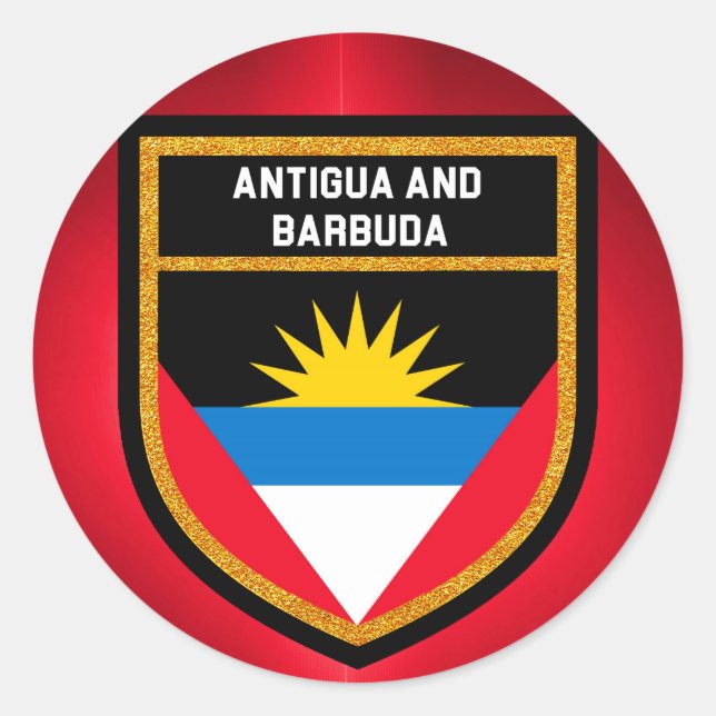 Flagge von Antigua und Barbuda Runder Aufkleber (Vorderseite)
