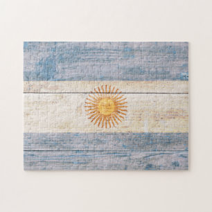 Flagge von Argentinien auf Holz Puzzle