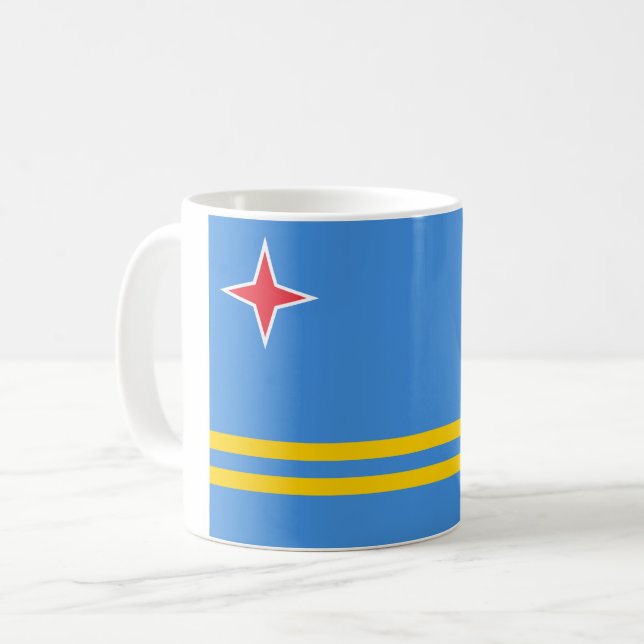 Flagge von Aruba Kaffeetasse (Vorderseite Links)