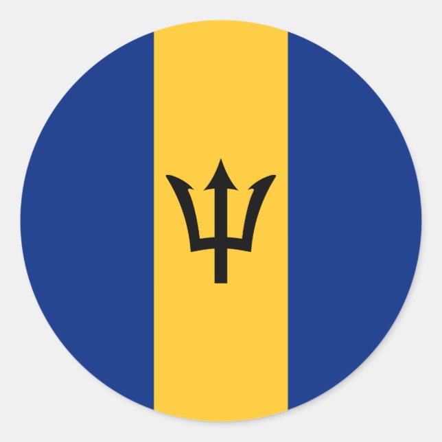 Flagge von Barbados Runder Aufkleber (Vorderseite)