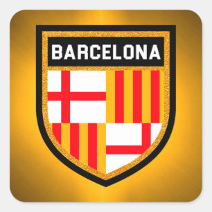 Flagge von Barcelona Quadratischer Aufkleber