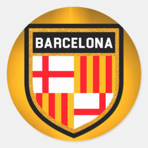Flagge von Barcelona Runder Aufkleber