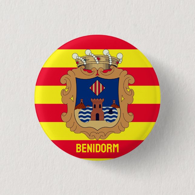 Flagge von Benidorm - Comunidad Valenciana (ESP) Button (Vorderseite)