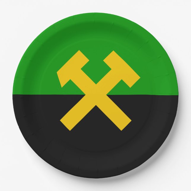 Flagge von Bergarbeitern und Bergarbeitern Pappteller (Vorderseite)