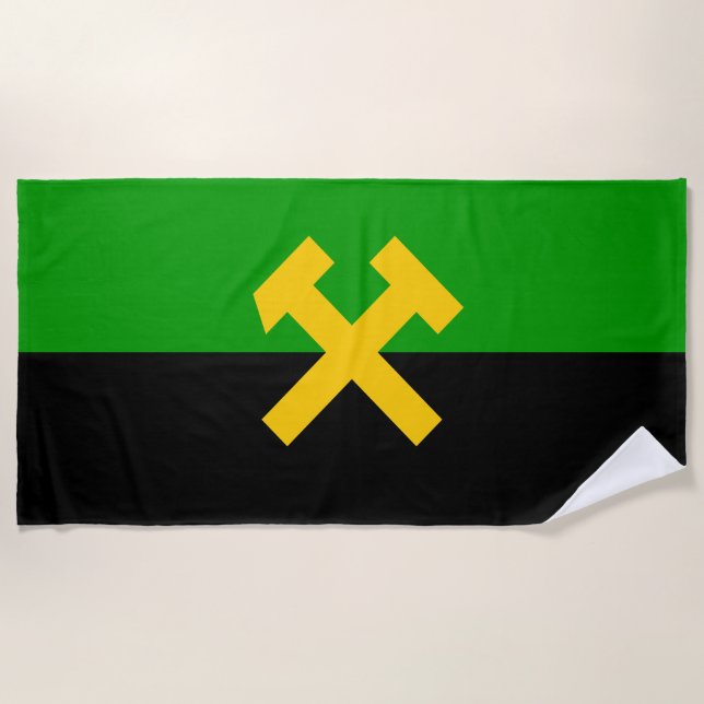 Flagge von Bergarbeitern und Bergarbeitern Strandtuch (Vorderseite)