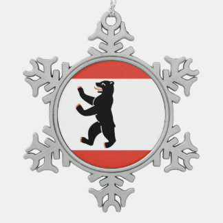 Flagge von Berlin Schneeflocken Zinn-Ornament