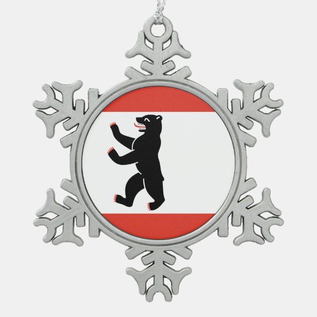Flagge von Berlin Schneeflocken Zinn-Ornament (Vorderseite)