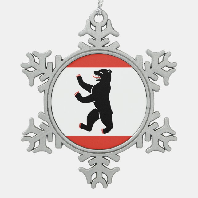 Flagge von Berlin Schneeflocken Zinn-Ornament (Vorderseite)