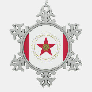 Flagge von Birmingham, Alabama Snowflake Pewter Ch Schneeflocken Zinn-Ornament