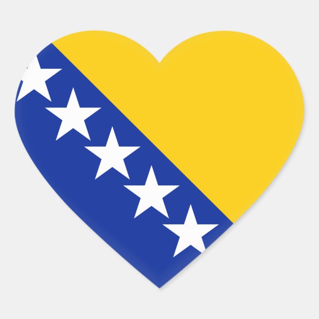 Flagge von Bosnien und Herzegowina Herz-Aufkleber (Vorderseite)