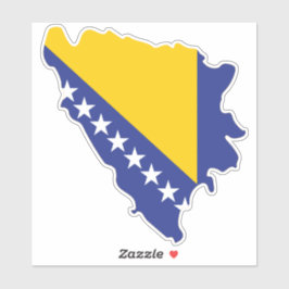 Flagge von Bosnien und Herzegowina in der Landkart Aufkleber