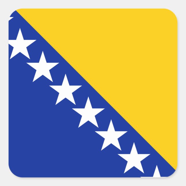 Flagge von Bosnien und Herzegowina Quadratischer Aufkleber (Vorderseite)