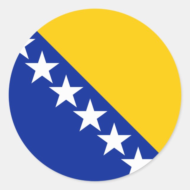Flagge von Bosnien und Herzegowina Runder Aufkleber (Vorderseite)
