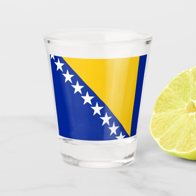 Flagge von Bosnien und Herzegowina Schnapsglas (Vorderseite)
