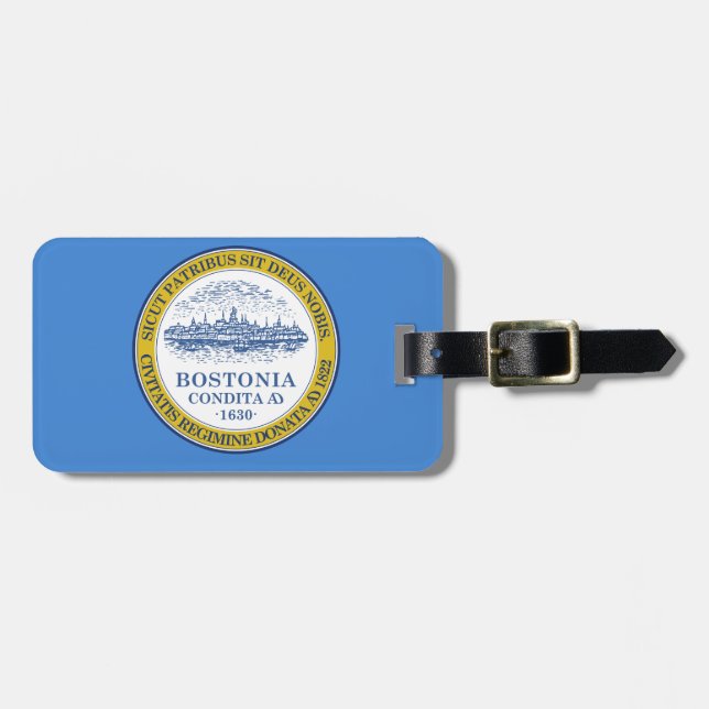 Flagge von Boston, Gepäckmarke Massachusetts Gepäckanhänger (Vorderseite horizontal)