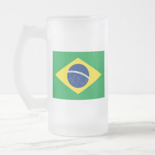 Flagge von Brasilien - Bandeira tun Brasilien Mattglas Bierglas