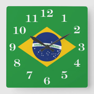 Flagge von Brasilien Bandeira tun Brasilien Quadratische Wanduhr
