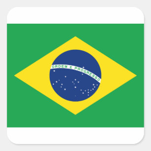 Flagge von Brasilien - Bandeira tun Brasilien Quadratischer Aufkleber