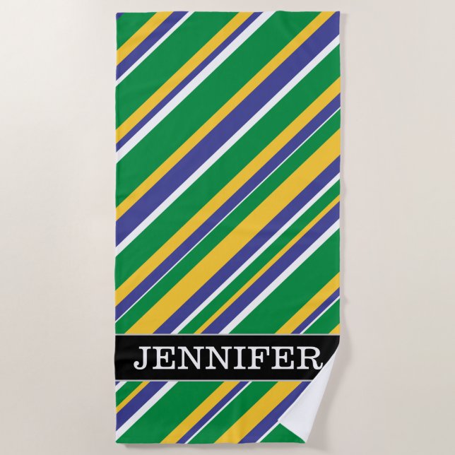 Flagge von Brasilien inspirierte farbiges Strandtuch (Vorderseite)