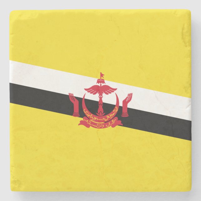 Flagge von Brunei Steinuntersetzer (Vorderseite)