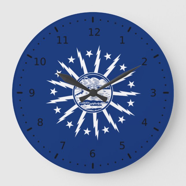 Flagge von Buffalo, New York Große Wanduhr (Vorderseite)