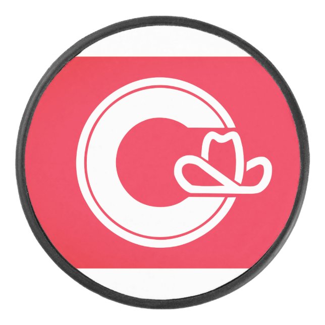 Flagge von Calgary, KANADA Eishockey Puck (Vorderseite)