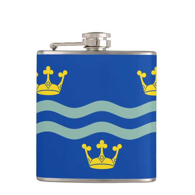 Flagge von Cambridgeshire Hip Flask Flachmann (Vorderseite)