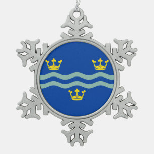 Flagge von Cambridgeshire Schneeflocken Zinn-Ornament