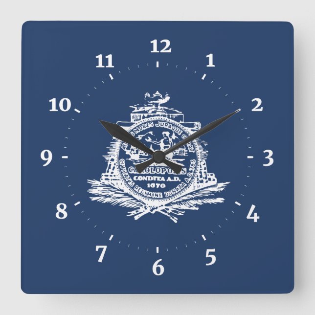 Flagge von Charleston, South Carolina Square Wall  Quadratische Wanduhr (Vorderseite)