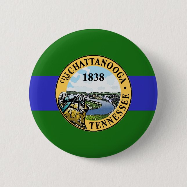 Flagge von Chattanooga, Tennessee Knopf Button (Vorderseite)