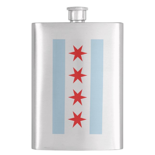 Flagge von Chicago Flachmann (Vorderseite)
