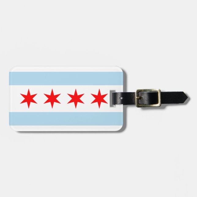 Flagge von Chicago-Gepäckanhänger mit Lederband Gepäckanhänger (Vorderseite horizontal)