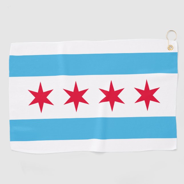 Flagge von Chicago Golfhandtuch (Horizontal)