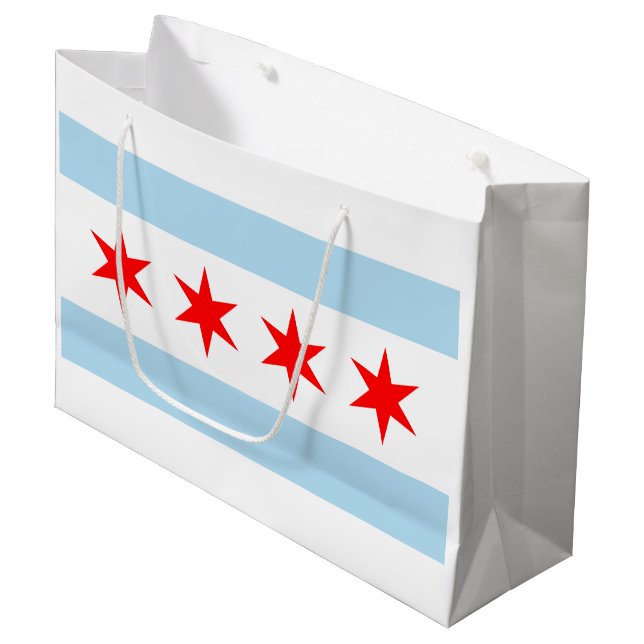 Flagge von Chicago Große Geschenktüte (Vorderseite Schrägansicht)